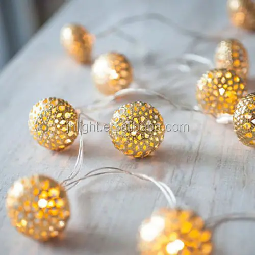20 led Moroccan Ball Battery Powered Lights String Fairy Light Christmas Kitchen Decor Silver globe lights 2m