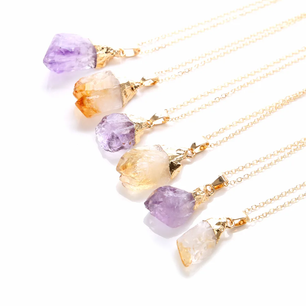 

Charm Lady Jewelry Natural Amethyst Irregular Shape Pendant Necklace