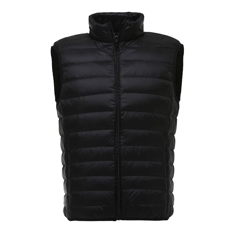 

Men's Windproof Outwear Light Warm Front Zip Down Padded Puffer Jacket Vest with Stand Collar