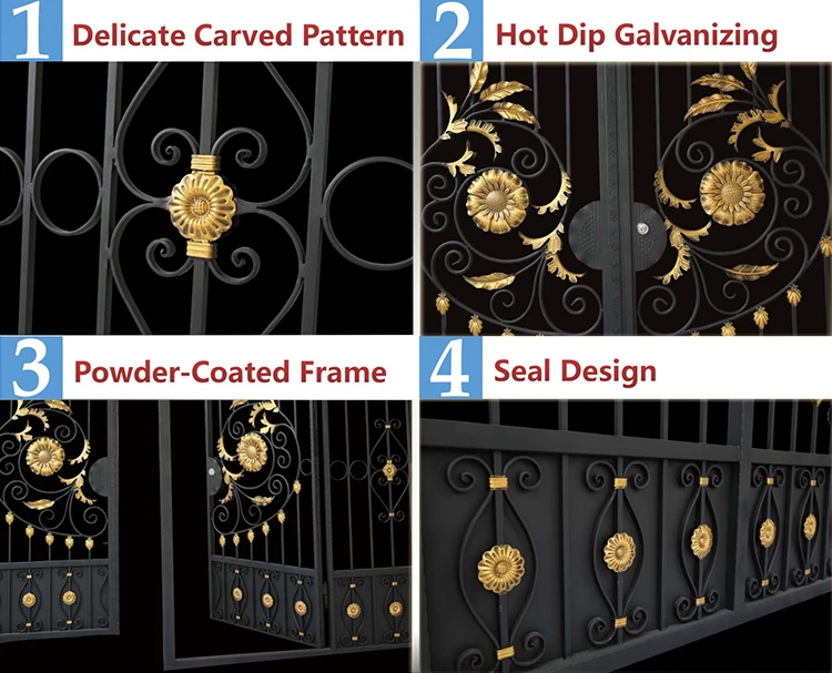 Guangzhou Mild Steel Indian House Main Gate Designs for Garden Villa