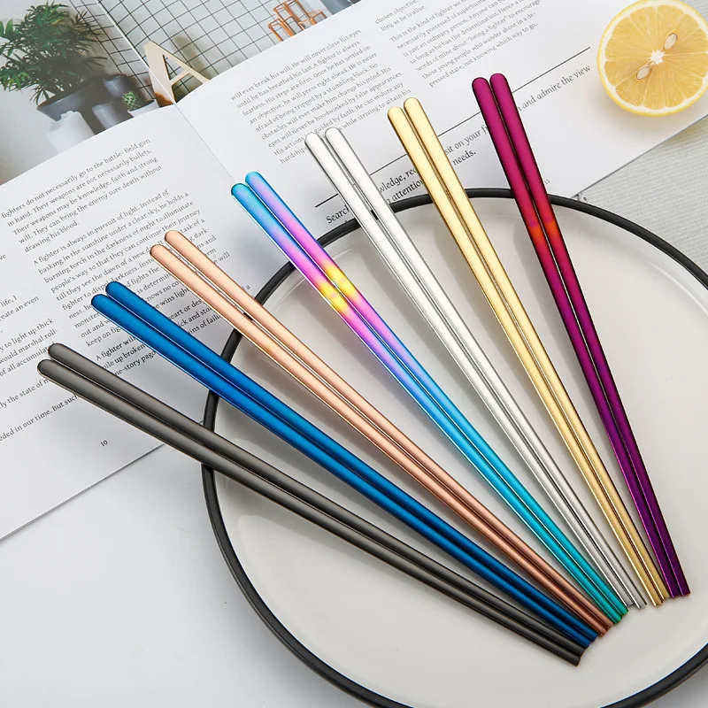 Colorful Metal Chopsticks Set Wedding Gift Korean Flat Chopsticks Buy