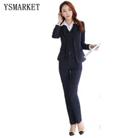 

Women's Cotton Business Office OL Work Blazer Jacket and Pants Suit Set Two-Button Pinstriped Pantsuit