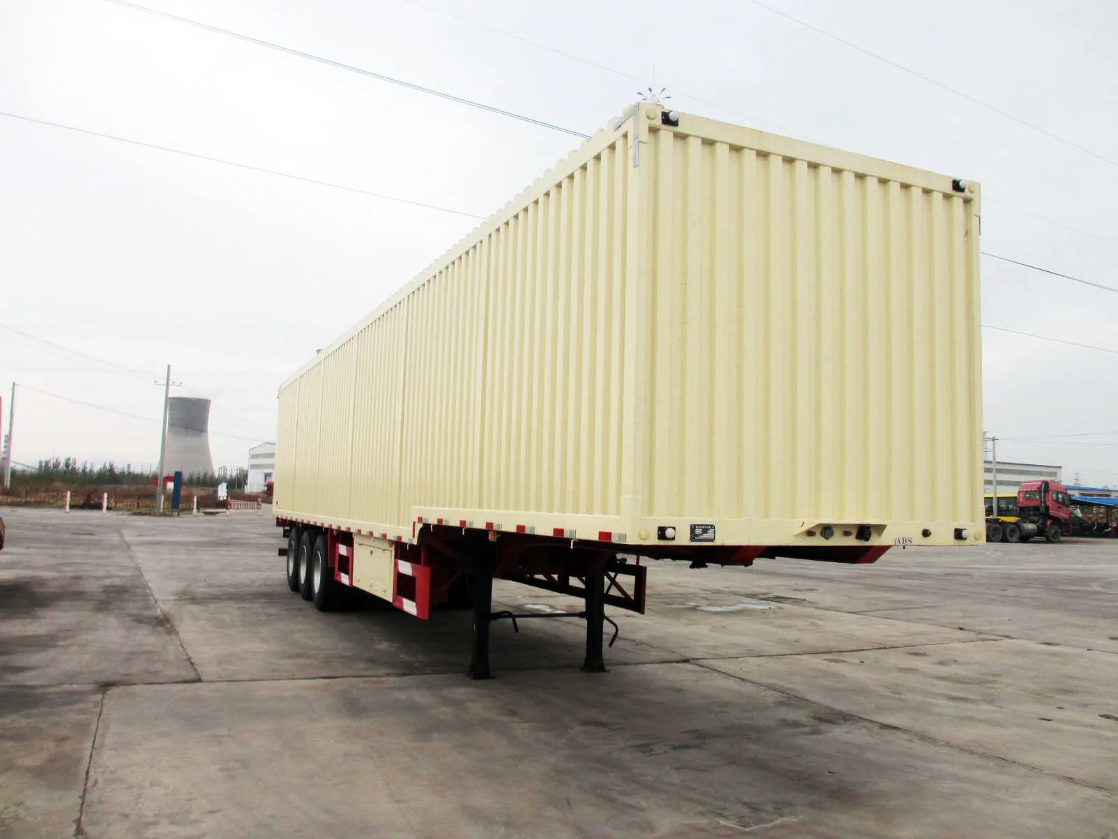 3 Axles Dry Cargo Transport 40 Ton Box Semi Trailer Common Mechanical ...