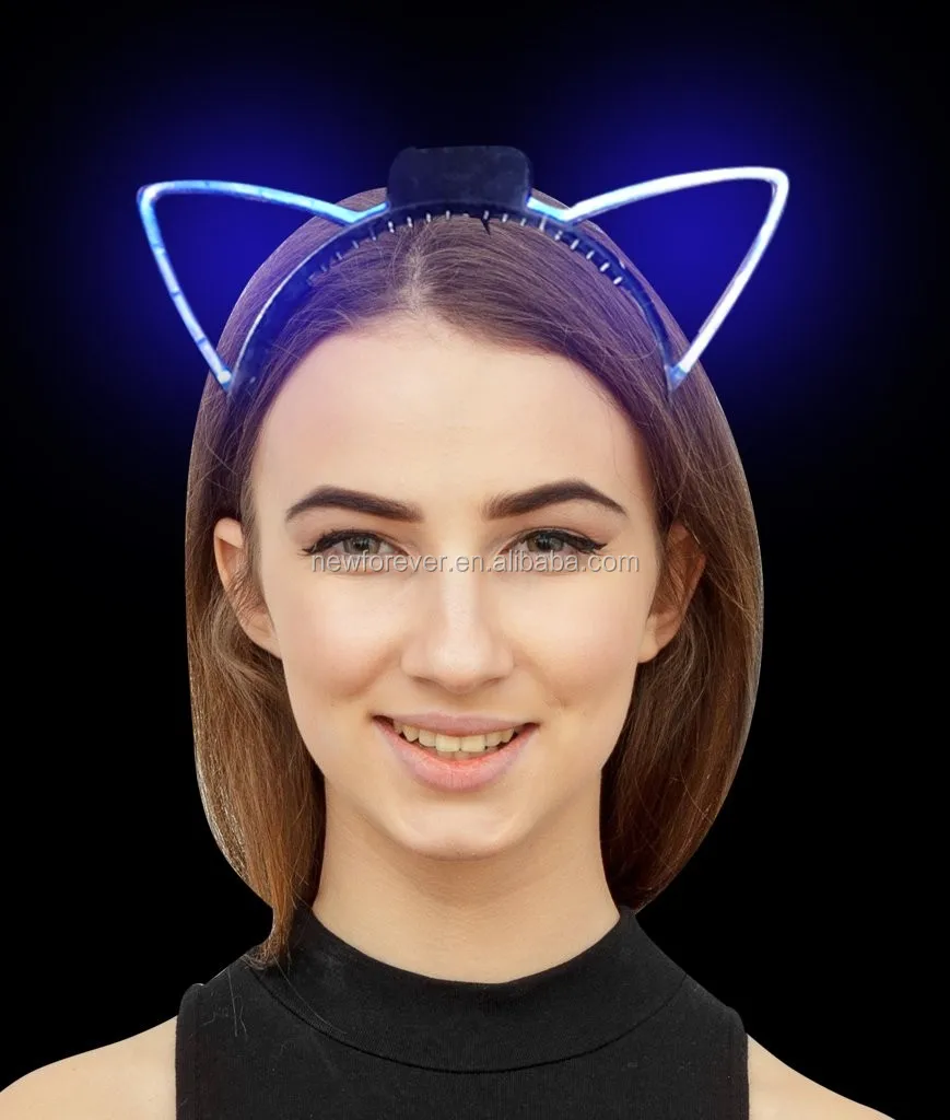 Led Animal Cat Ear Wreath Headband,Led Flashing Headbands,Cat Ears Headband Crown Headband Mouse