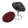 Vintage Studded Pearl Fashion Personality Painter Wool Hat Female Beret