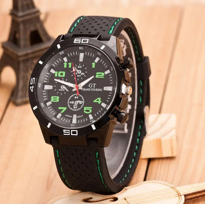 Fashion Men's Sport Wrist Watch Silicone Band Creative Quartz Gift Watches For Boy Friend SW054