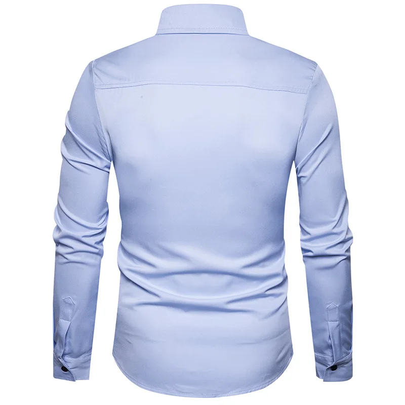 A3886 Tailored Collection Longsleeve White Light Blue Dress Shirts