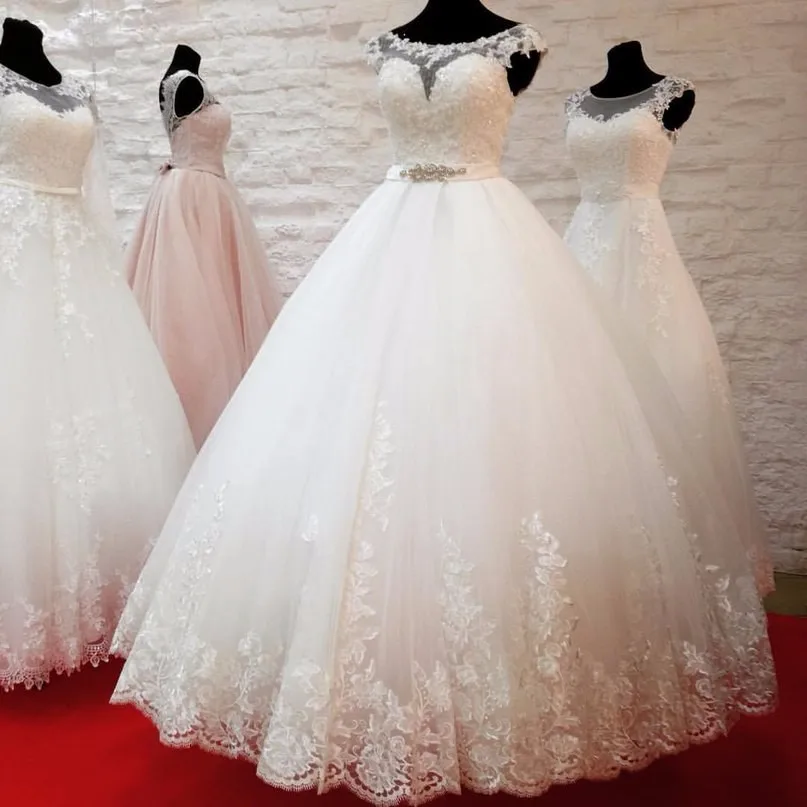 

FA52 Vestidos de Novia A-Line Wedding Dress 2022 Scoop Vestido Noiva Floor Length Brautkleid Lace Appliques White Wedding Gowns, Default or custom