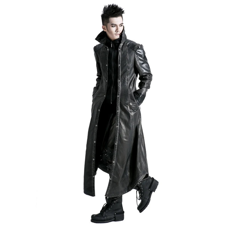 Y-422 Wholesale Handsome Gothic Men Long Pu Leather Duster Coat - Buy ...