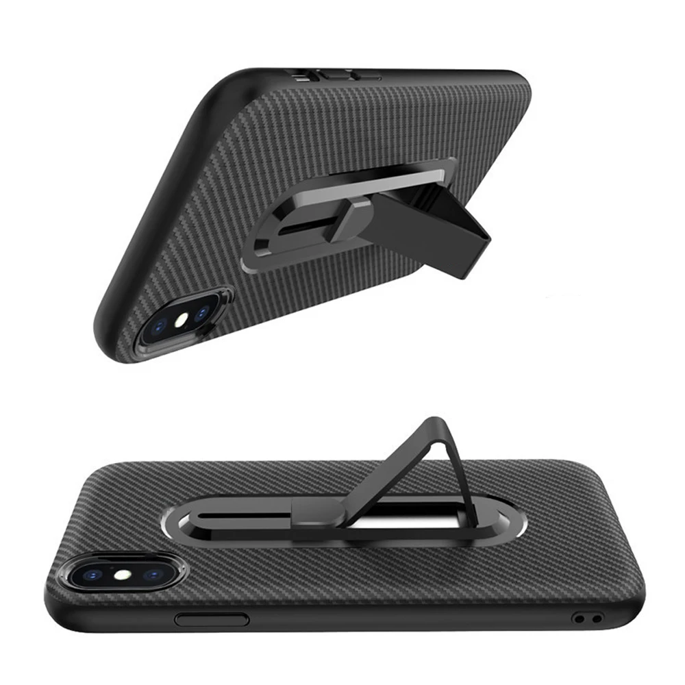 Free Shipping Carbon Fiber Mobile Case Covers For iphone X 8 7 6 6s Plus OTAO Kickstand Phone Case For iPhone XS MAX XR Coque
