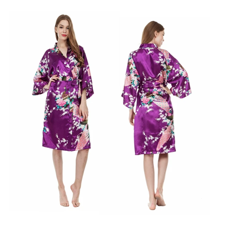 Wholesale Womens Kimono Long Robe Peacock Pocket Wedding Bridal Robe Buy Bridal Robe 9536