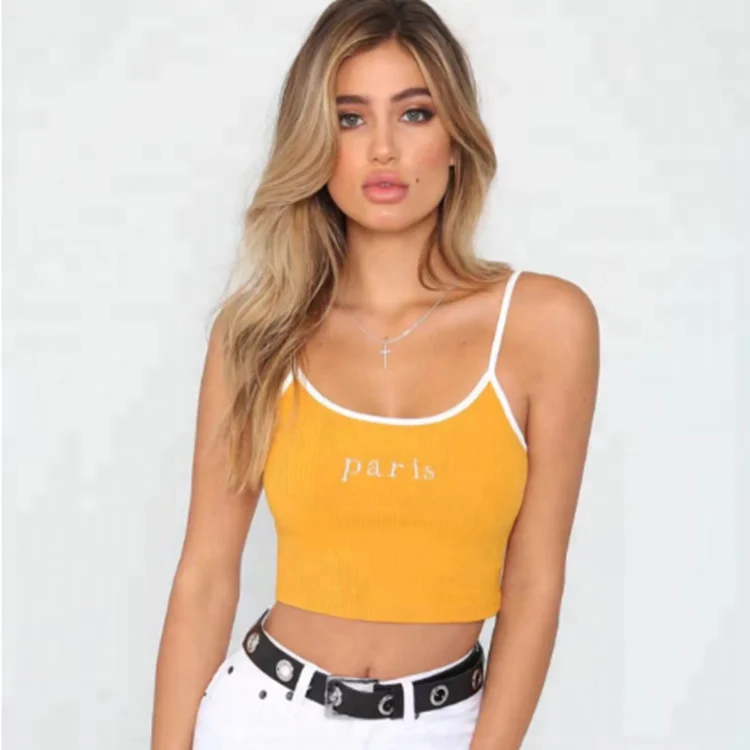 

Rose letter printed crop tops for girls wholesale singlets women plain racer back