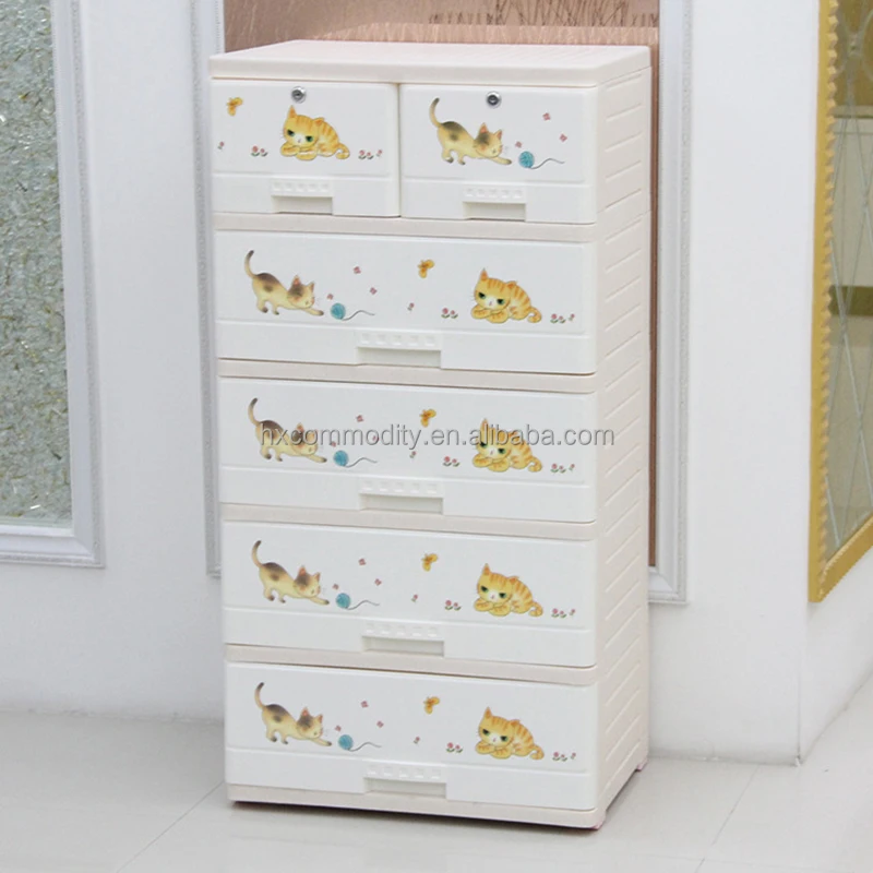4 Layer Pink Baby Plastic Clothes Storage Cupboard With 4 Layer Pink Baby Plastic Clothes Storage Cupboard With 2 Lock