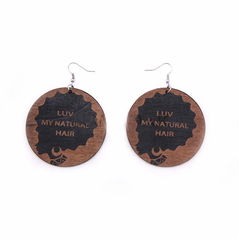 

Zooying New wooden earrings geometric African black round earrings, Natural