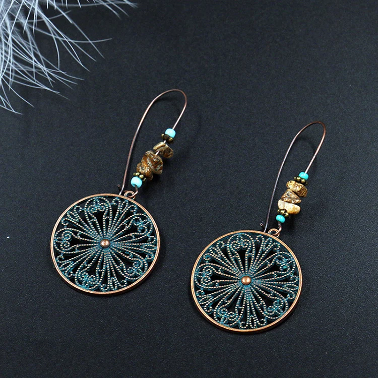 

Vintage Bohemian Handmade Turquoise Drop Earrings Pendant Dangle Earrings (KDR025), Same as the picture