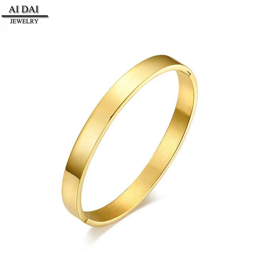 

Spot wholesale high quality polished simple cuff gold Bangle