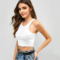 

2019 Summer wholesale Sexy Sleeveless Custom Printed Blank Plain girl women Crop Tops