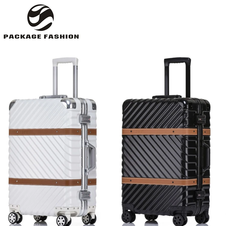 

Custom processing directional ABS+PC material trolley aluminium travelling box luggage set, Black / silver / white / dark green / red / rose gold