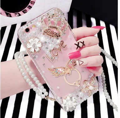 

for iPhone 8/7 Plus pearly case with ring buckle Luxury DIY Rhinestone Case Cover for iPhone 8/ 7 Plus