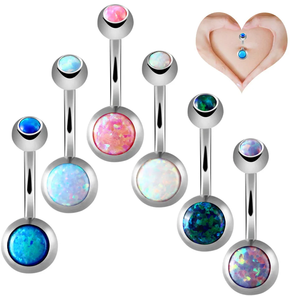 

14G Stainless Steel Opal Belly Button Navel Stud body Jewelry, Picture