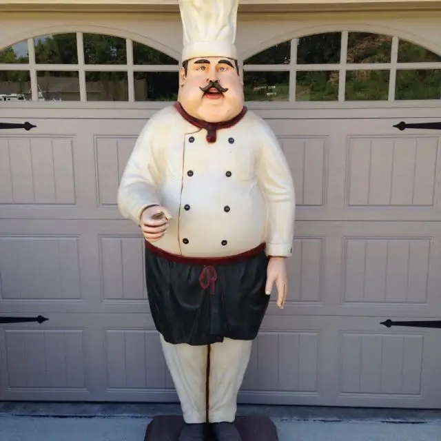 Restaurant Decoration Resin Cook Sculpture Fiberglass Fat Pizza Chef