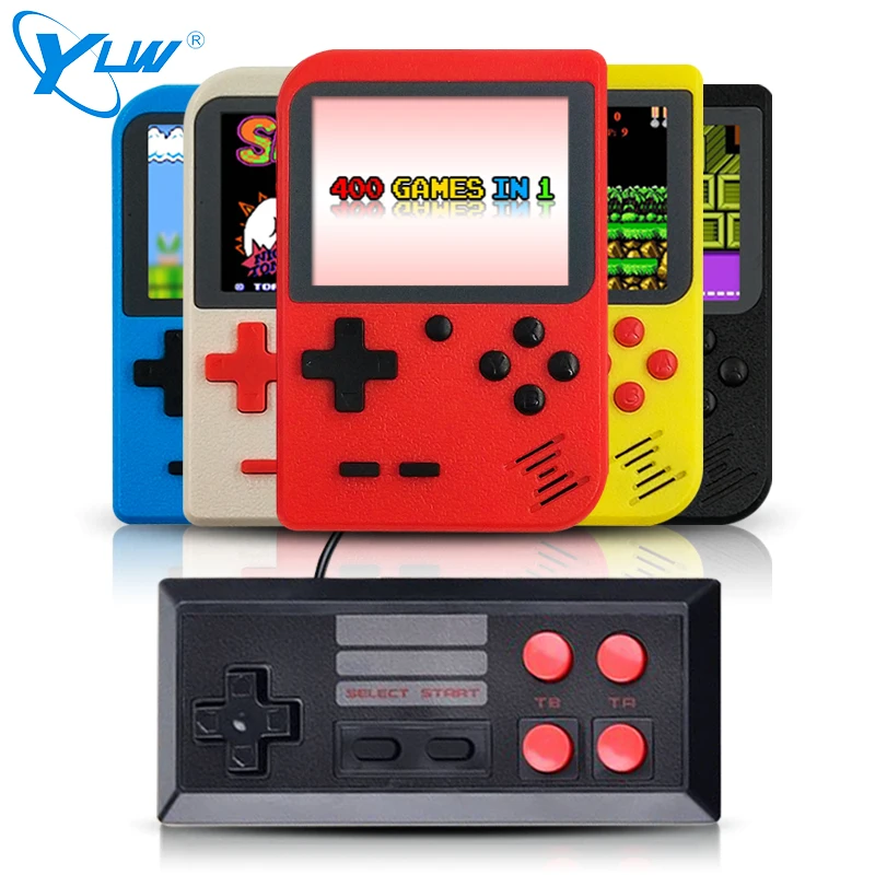 

YLW Private Mould Classic Video Handheld Game Console With 400 Games Built-In 3 Inch Color Screen Mini Game 2 Players AV Output, White/black/blue/red