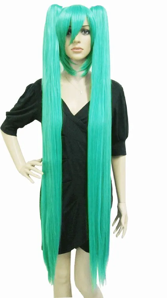 120cm Green Cosplay Wig Anime Long Straight Wigs for Lolita Wigs Anogol Hair Cap