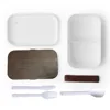Food Grade Plastic Lunch Box Kit Set Modern Rectangle Design With Cutlery Eco-Friendly Microwave Available