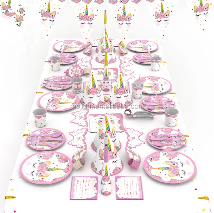 Fournitures Decoratives Pour Fete A Theme Dessin Anime Rose Articles De Fete D Anniversaire Pour Filles Buy Fournitures De Fete De Theme De Dessin Anime Rose Decoration D Anniversaire De Fille Fournitures De Fete De Licorne