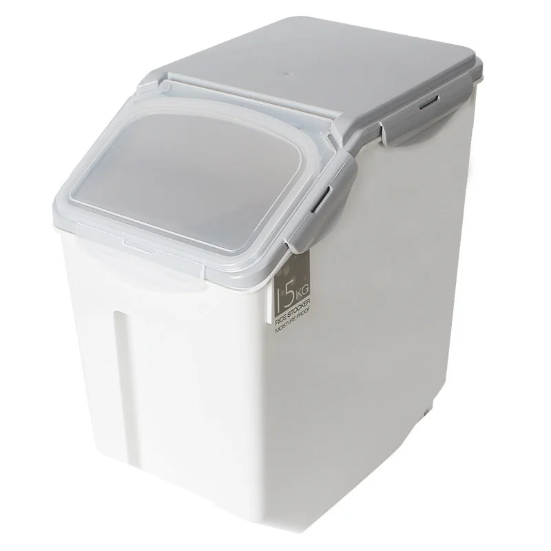 

Rice Storage Box Food Grade PP Storaging Bucket Moisture-Proof And Insect-Proof Sealed Box Household Rice Store Supplies, Gray,transparent,blue