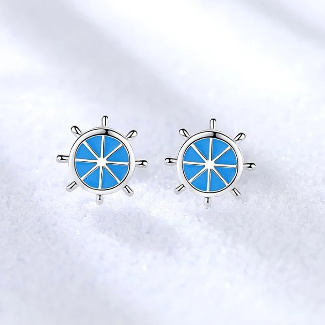 

Fashion Blue rudder earrings stud earring for men women