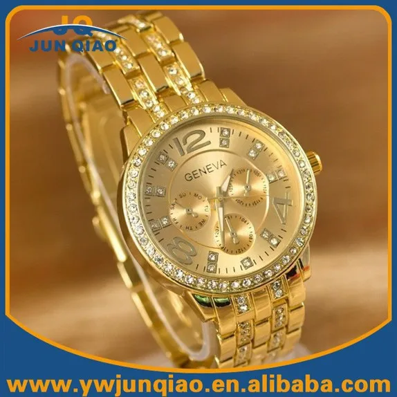 

Geneva Watch Gold Diamond Watch Men