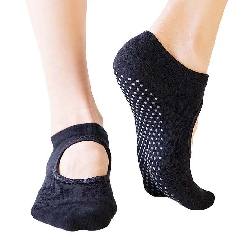 Five Season Yoga Pure Cotton Non Slip Toless Backless Socks for Women-Green