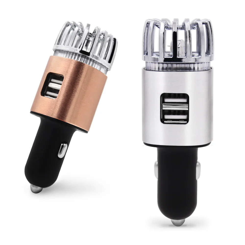 

2 in 1 Car Air Purifier Ionizer Dual USB Ports Car Charger For Mobile Phones