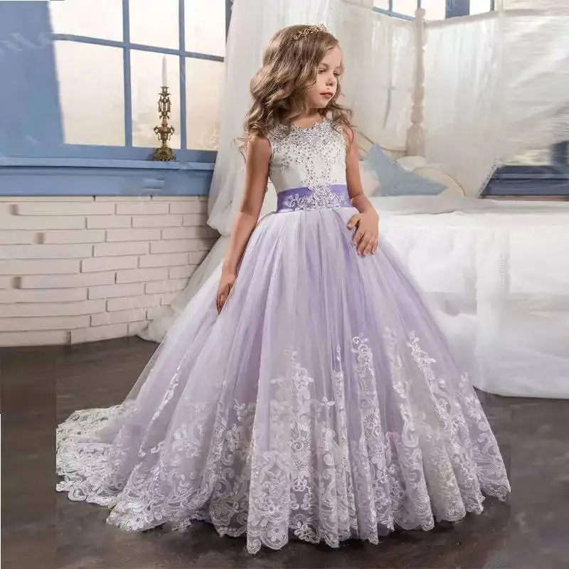 

NW1348 Lovely Tulle Girl Dress Appliques Beaded Skirt Girl Part Gown on Store