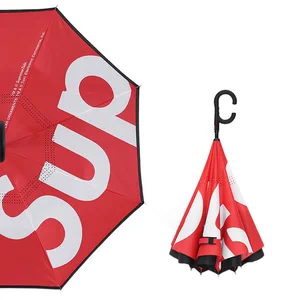 Image of Custom Car reverse umbrella automatic inverted umbrella with logo prints
