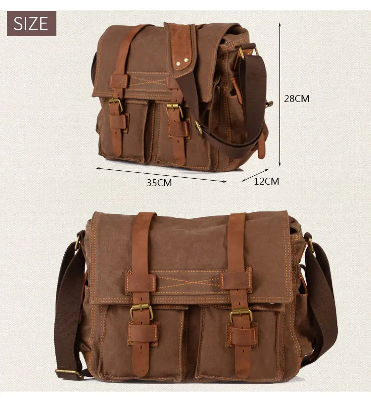 European vintage elegant design cotton canvas unisex shoulder messenger crossbody sling satchel bag