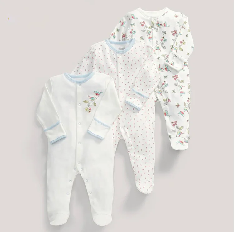 

Newborn cotton baby wear unisex 3 pcs longsleeve rompers, Picture