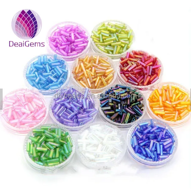 

Wholesale Rainbow Color Bugle Hollow Beads Glass Tube Long Tube for sale, Rainbow red