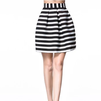 Black And White Stripe Print Women Skirt 2017 Wholesale Pleated Mini ...