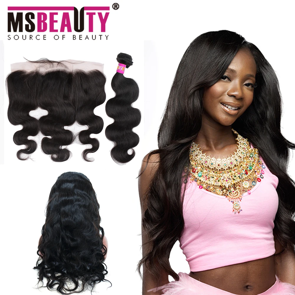 

Raw Indian Body Wave Hair 3 Bundles With Frontal Top Lace Closure 13x4" Double Weft Human Hair Remy Hair, N/a