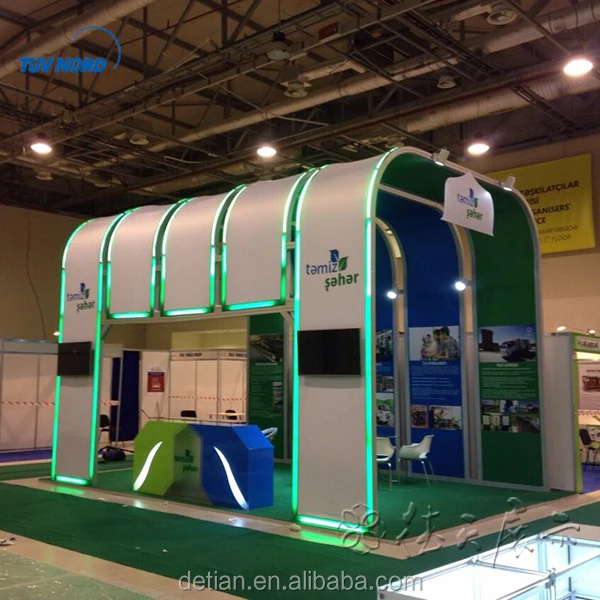 Wooden Modular Exhibition Reception Desk With Lighting Effect For Trade