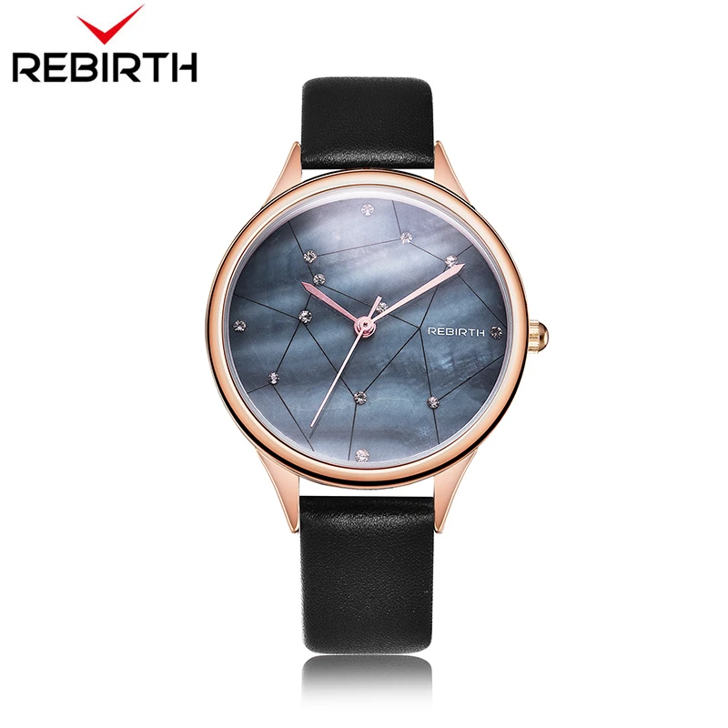 

Rebirth Classic Fashion Simple Style Top Famous Luxury Brand Quartz Watch Women Casual Leather Watches Hot Clock Reloj mujeres