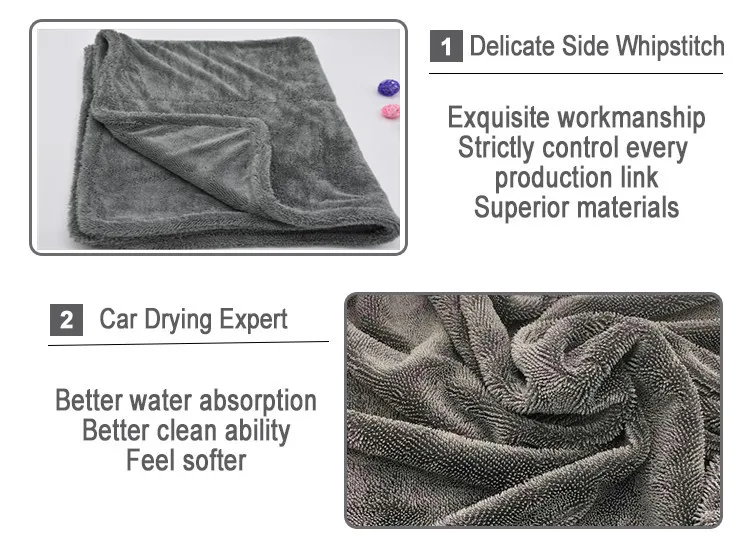 Ready to Ship Products Dual Sides 1200gsm Microfiber Twisted Towel Car Drying Towel