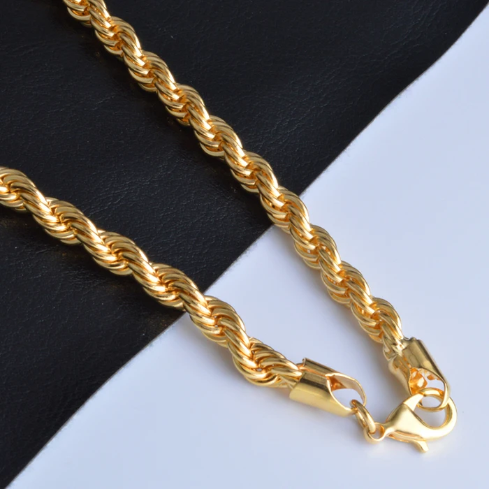 

Hot selling stainless steel jewelry chain 6mm thick women gold rope necklace