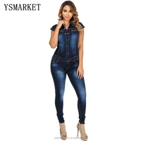 

YSMARKET elegant women denim jumpsuit long jean jumpsuit for women fashion summer club girls jumpsuit female demin EW929