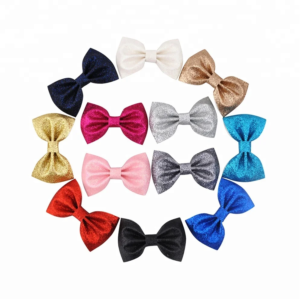 
3 inch length glitter bowknot snap butterfly hair clip accessories  (60793356524)