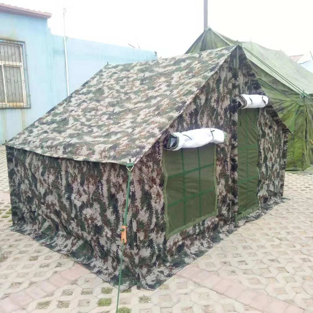 

6m2 Area 5 persons Water-Proof Canvas Relief Shelter Camping Army Canvas Roof Top Family Military Tent, Camouflage