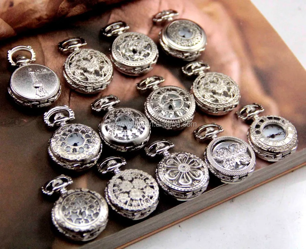

Mixed styles silver small pocket watch hottest New pendant Necklace Chain pocket watch Factory Direct Sale!