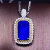 18k gold South Africa real diamond 4.02ct Sri Lanka natural unheated royal blue sapphire gemstone pendant ring dual use jewelry